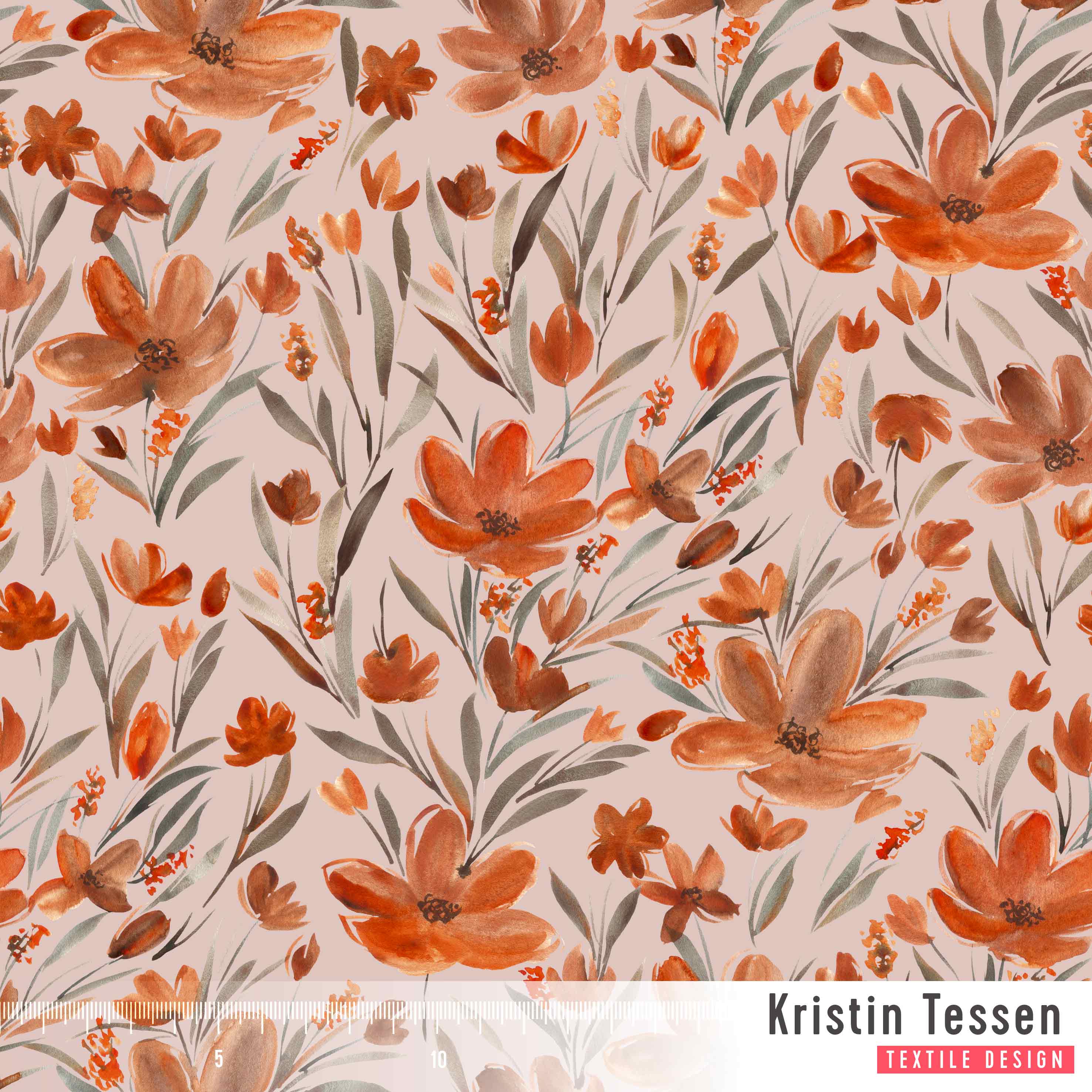 Bio Stoff - Herbstblumen Primrose von Kristin Tessen in rosa