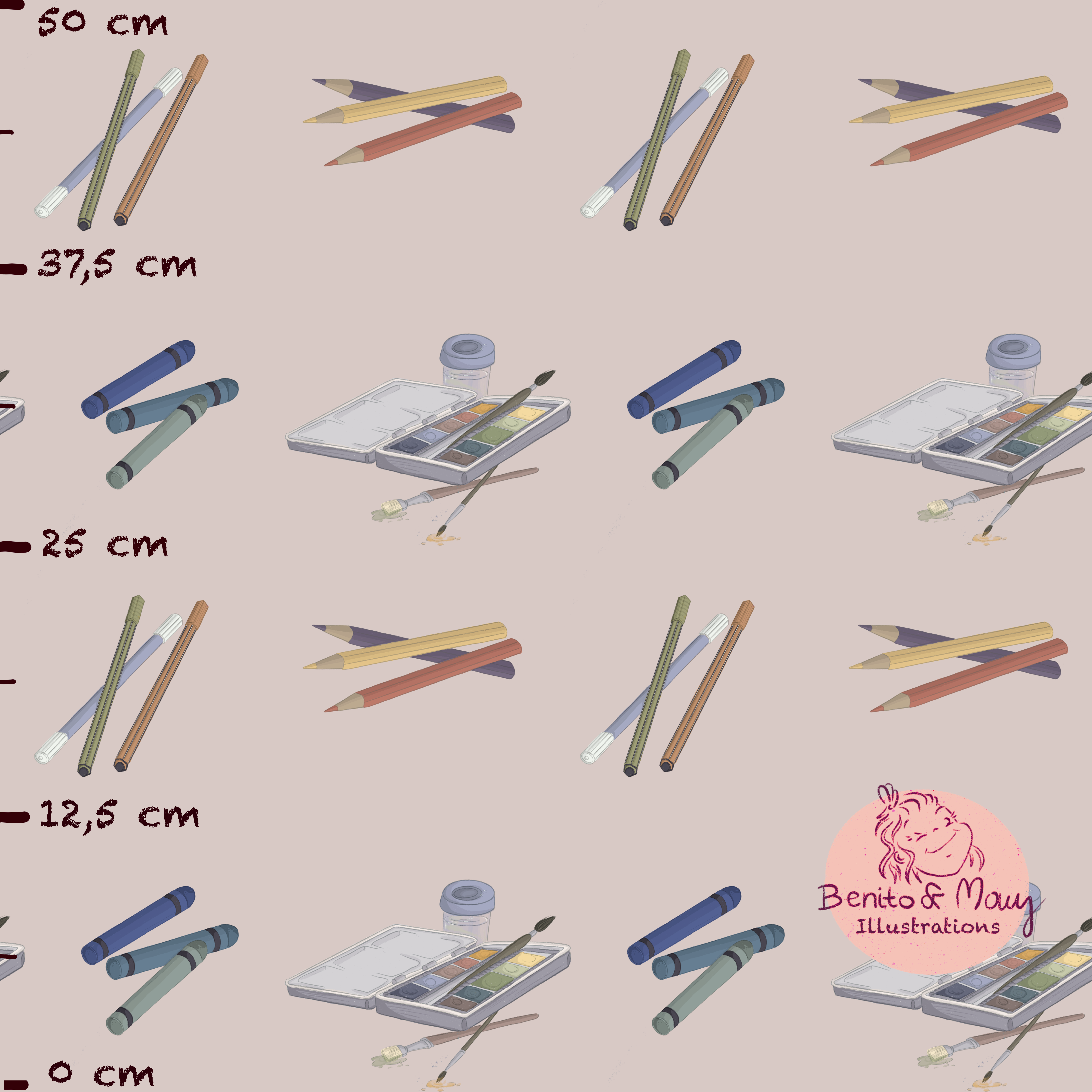 Bio Stoff - Colour Your School Rosa Gross von Benito Und Maus Illustrations in rosa
