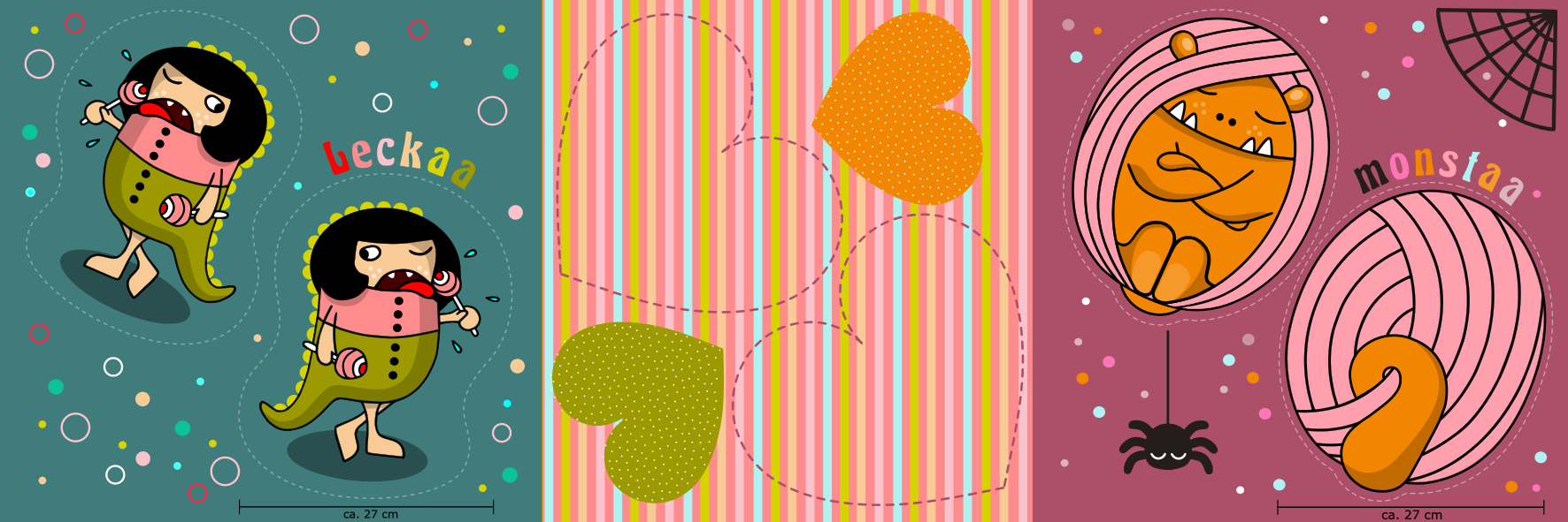 Bio Webware Stoff - 50 cm Kissen Panel Monstaa Plushies - Fummelhummel, Fantasy, bunt, 100% Bio-Baumwolle Bio Webware Stoff - 50 cm Kissen Panel Monstaa Plushies - Fummelhummel, Fantasy, bunt, 100% Bio-Baumwolle