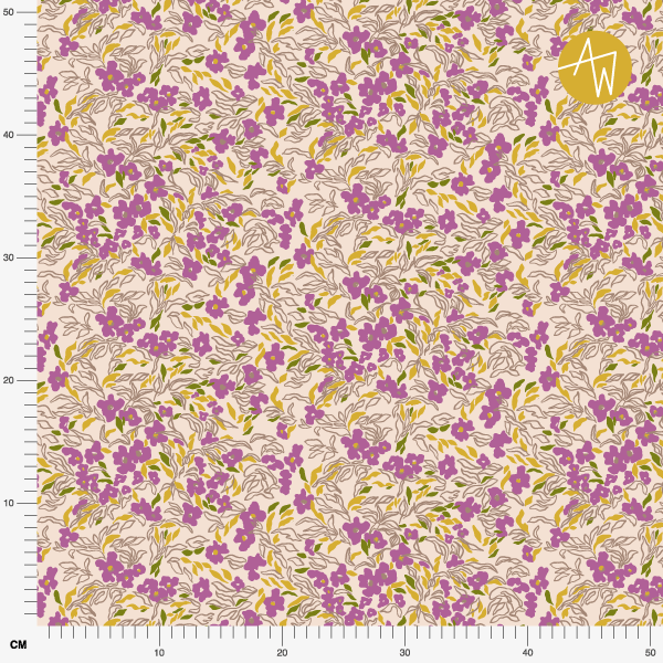 Organic fabric - Meadow Fleur violett