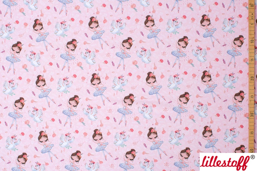 Bio Webware Stoff - Ballerina rosé - LilleSelection, Tiere, rosa, 100% Bio-Baumwolle Bio Webware Stoff - Ballerina rosé - LilleSelection, Tiere, rosa, 100% Bio-Baumwolle