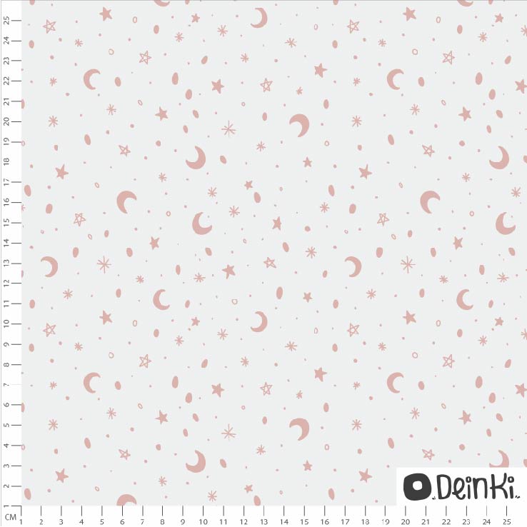 Mond und Sterne Weiß Rosa