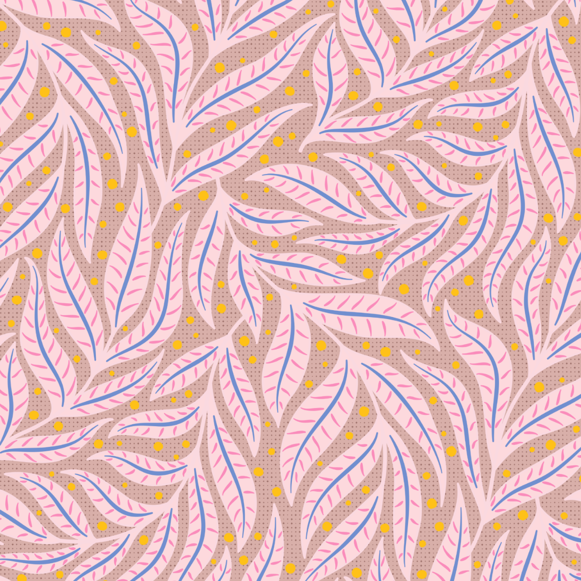 Bio Stoff  - Preppy Spring Flowing Leaves braun