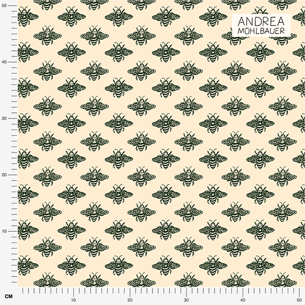 Bio Stoff  - Frühlingsbienen beige