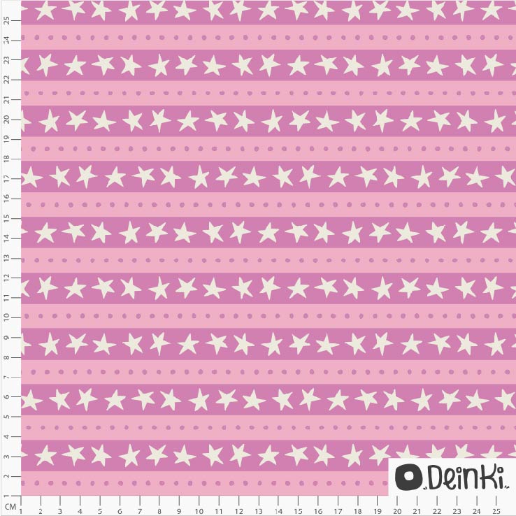 Bio Fabric - Stripes And Stars Pink by Deinki in pink
