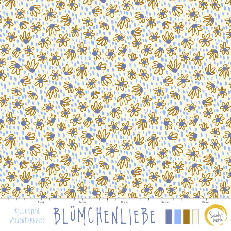 Bio Stoff - Bluemchenliebe von Sanktwerk in beige