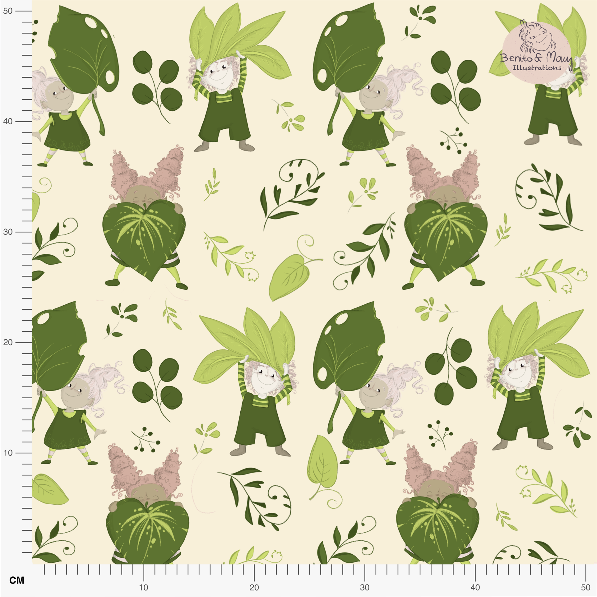 Bio Stoff  -  Botanical Fairytale beige, groß