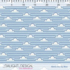 Bio Summersweat Stoff  -  Above The Sky blue  - DalightDesign, blau, Streifen, Wetter, Breite 150 cm