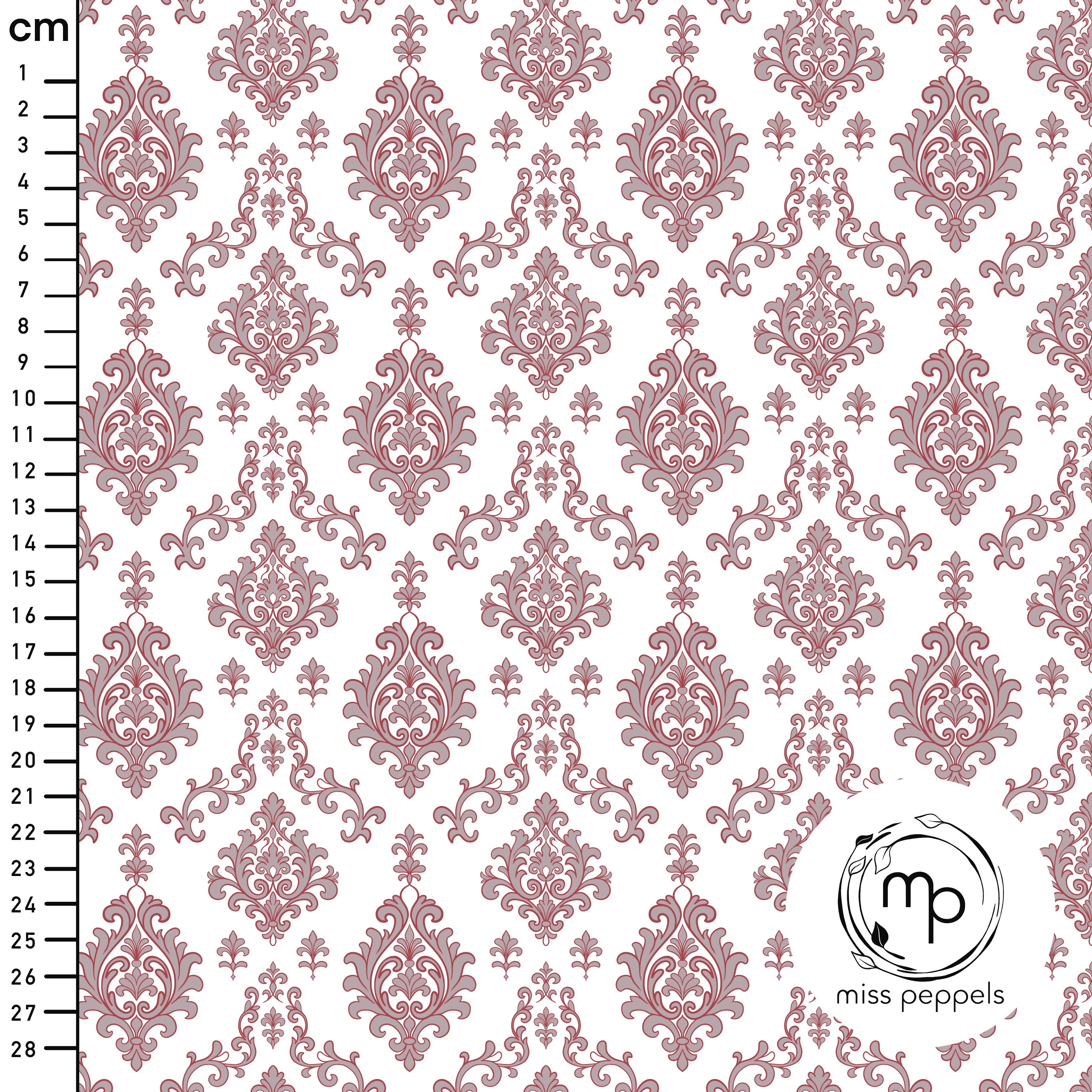 Bio Stoff - Ornament weiß, rosa