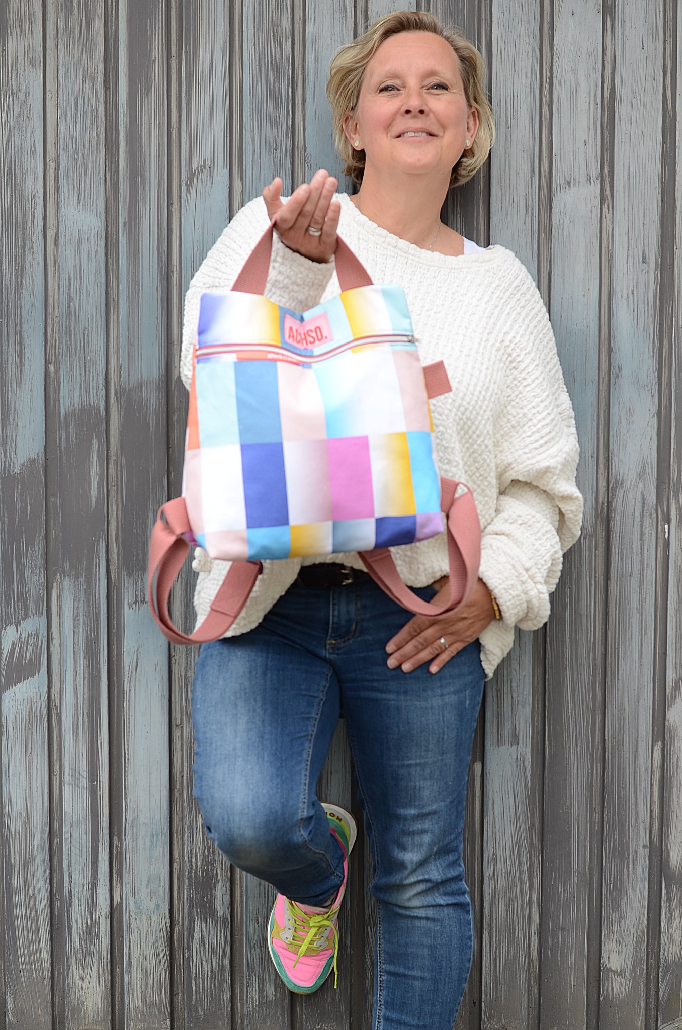 Bio Webware Stoff  - Prism Glow Karo Pink - DanielaBonn, bunt, Geometrische Muster 100% Bio-Baumwolle