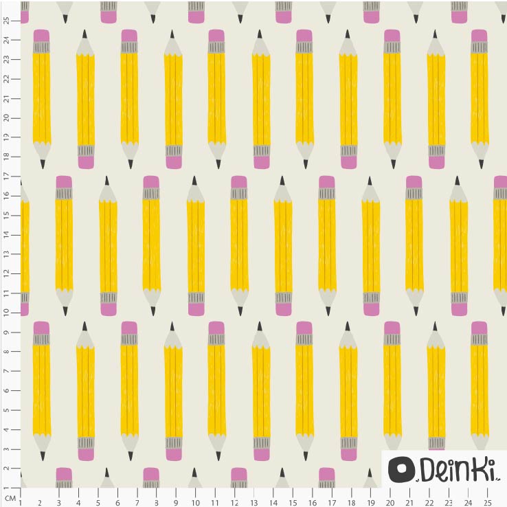 Bio Fabric - Pencils White by Deinki in yellow