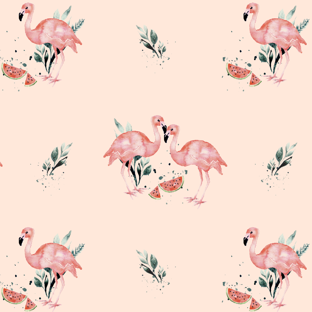 Flamingo mit Melone 