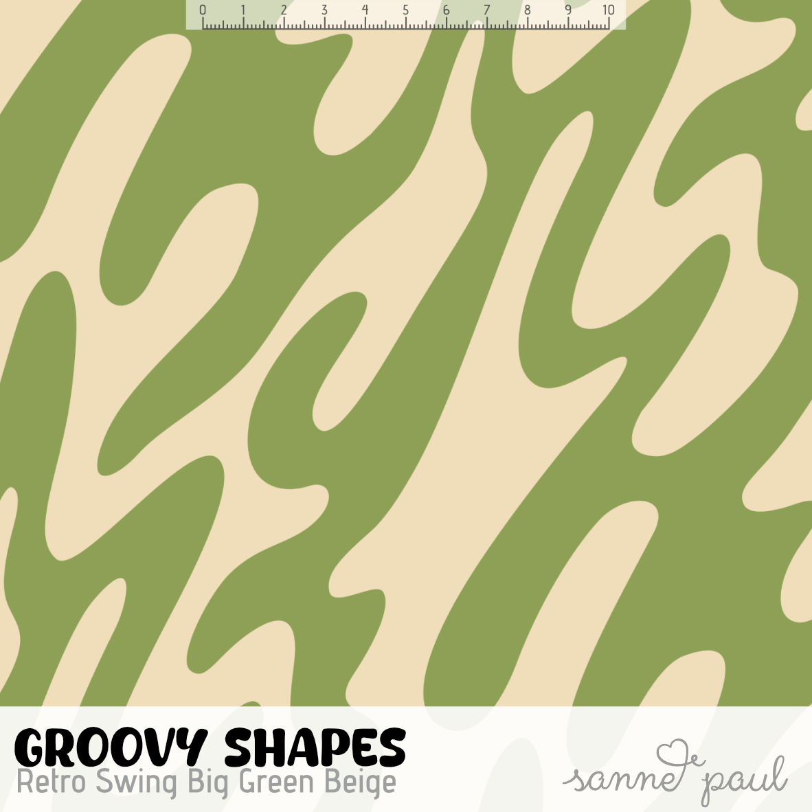 Bio Stoff - Groovy Shapes Retro Swing Big grün, beige