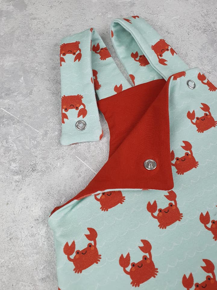 Bio Webware Stoff  -  Hello Crab  - Bora, Tiere, Maritim, mint, orange, 100% Bio-Baumwolle