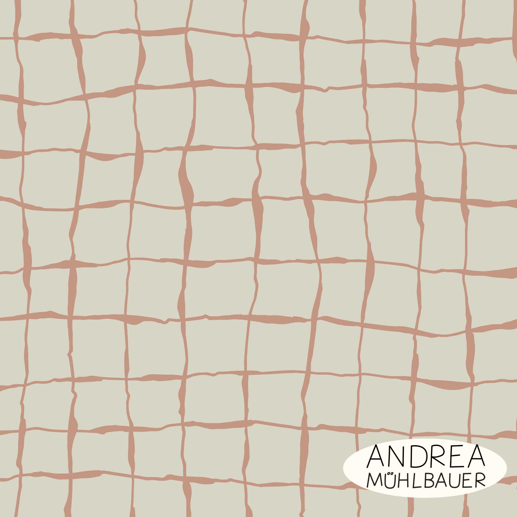 Bio Webware Stoff  -  City Summer Dust Check on Rosewood  - AndreaMuehlbauer, Kariert, beige, 100% Bio-Baumwolle