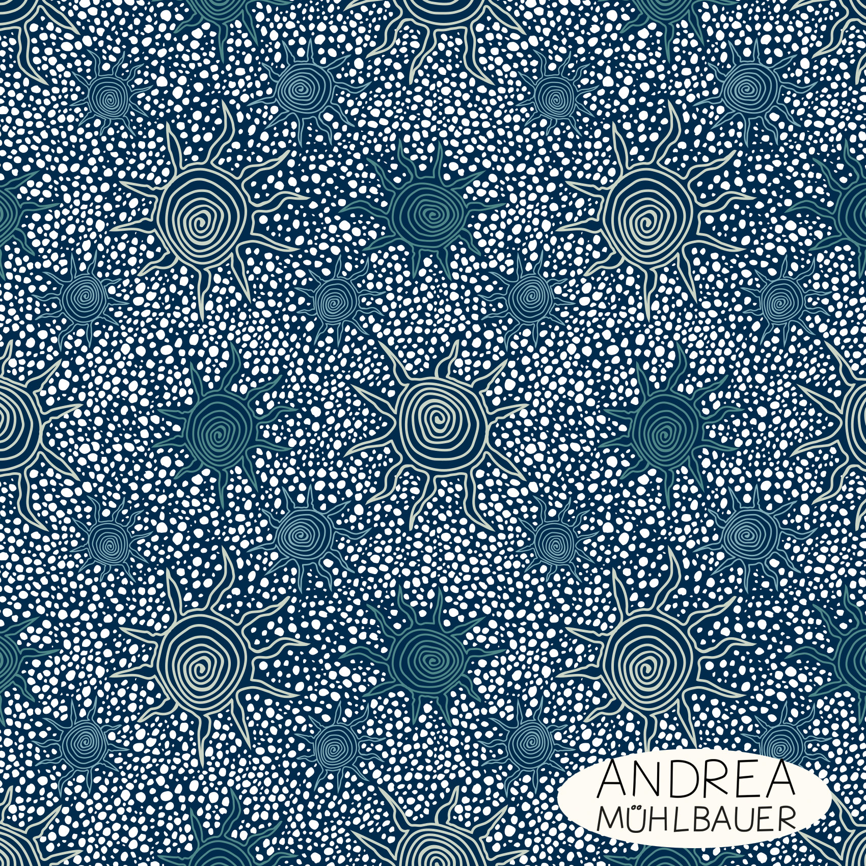 Bio Fabric - Solar Magic Dark Blue by Andrea Muehlbauer in blue