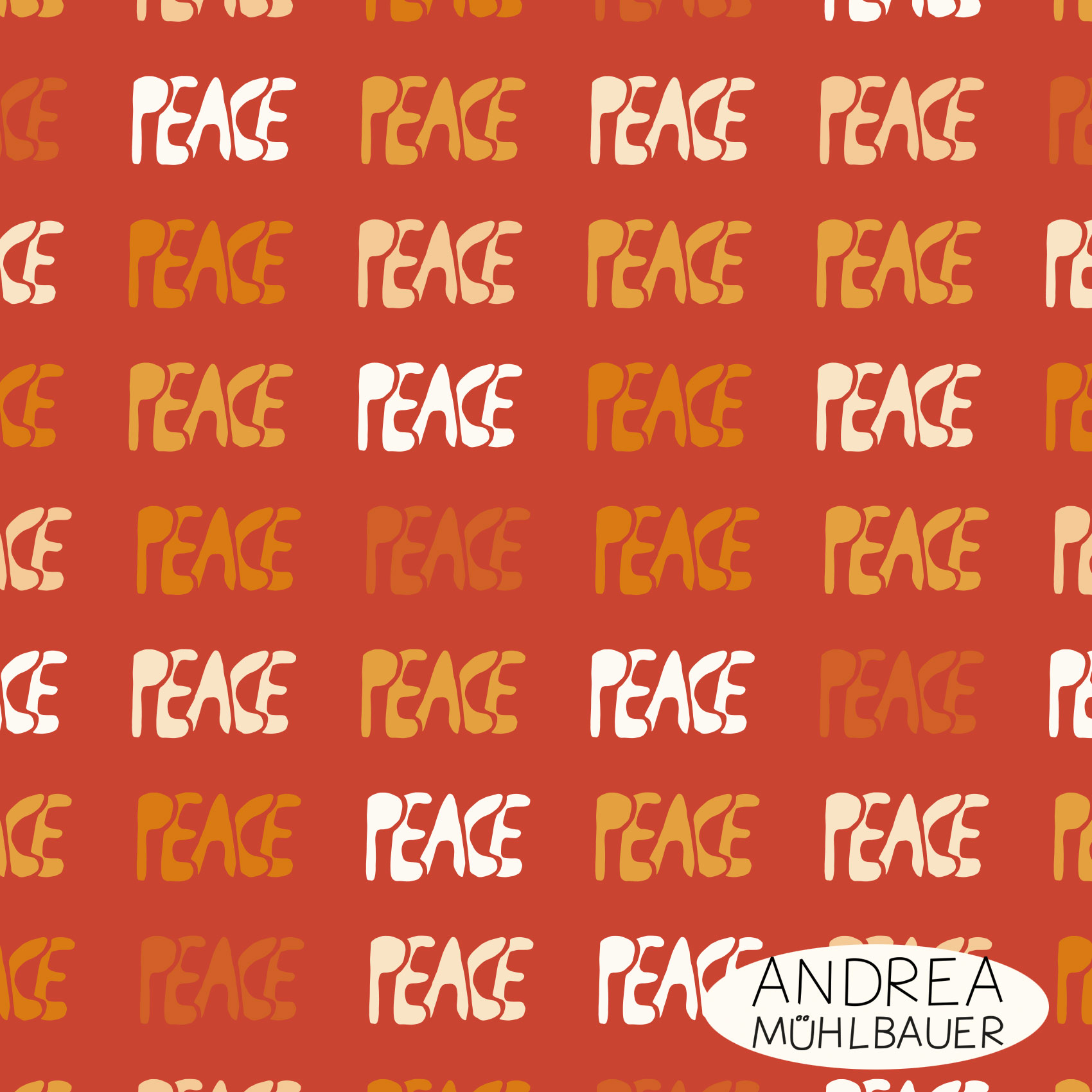Bio Stoff  - Peace in Rot - AndreaMuehlbauer, rot, Schrift