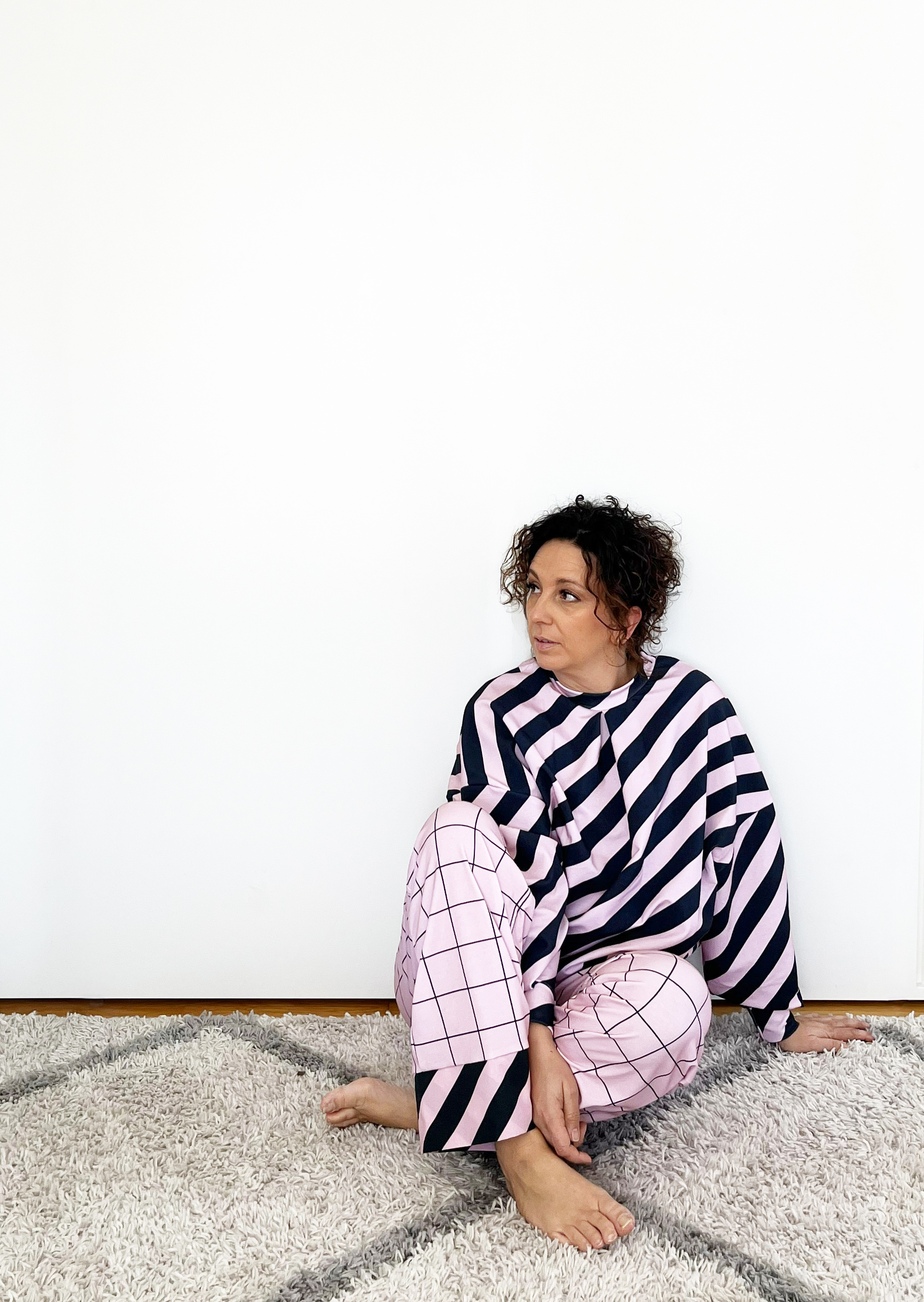 Organic fabric - Diagonalstreifen blue