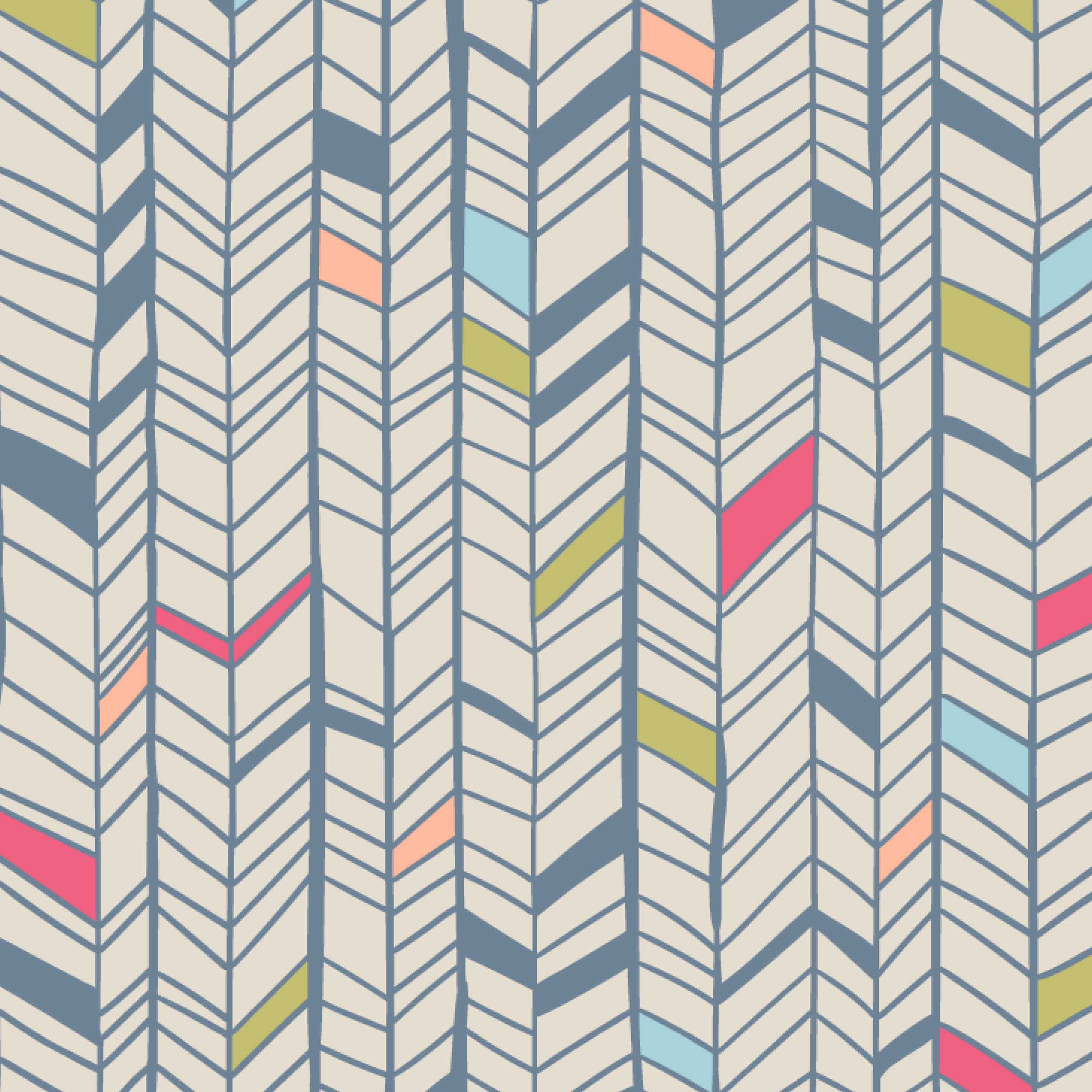 Organic fabric  - Colourful Herringbone creme