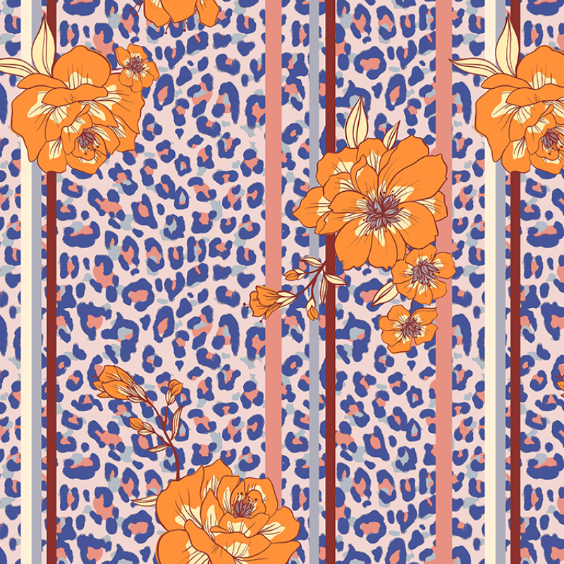 Bio Stoff  -  LeoFlower blau