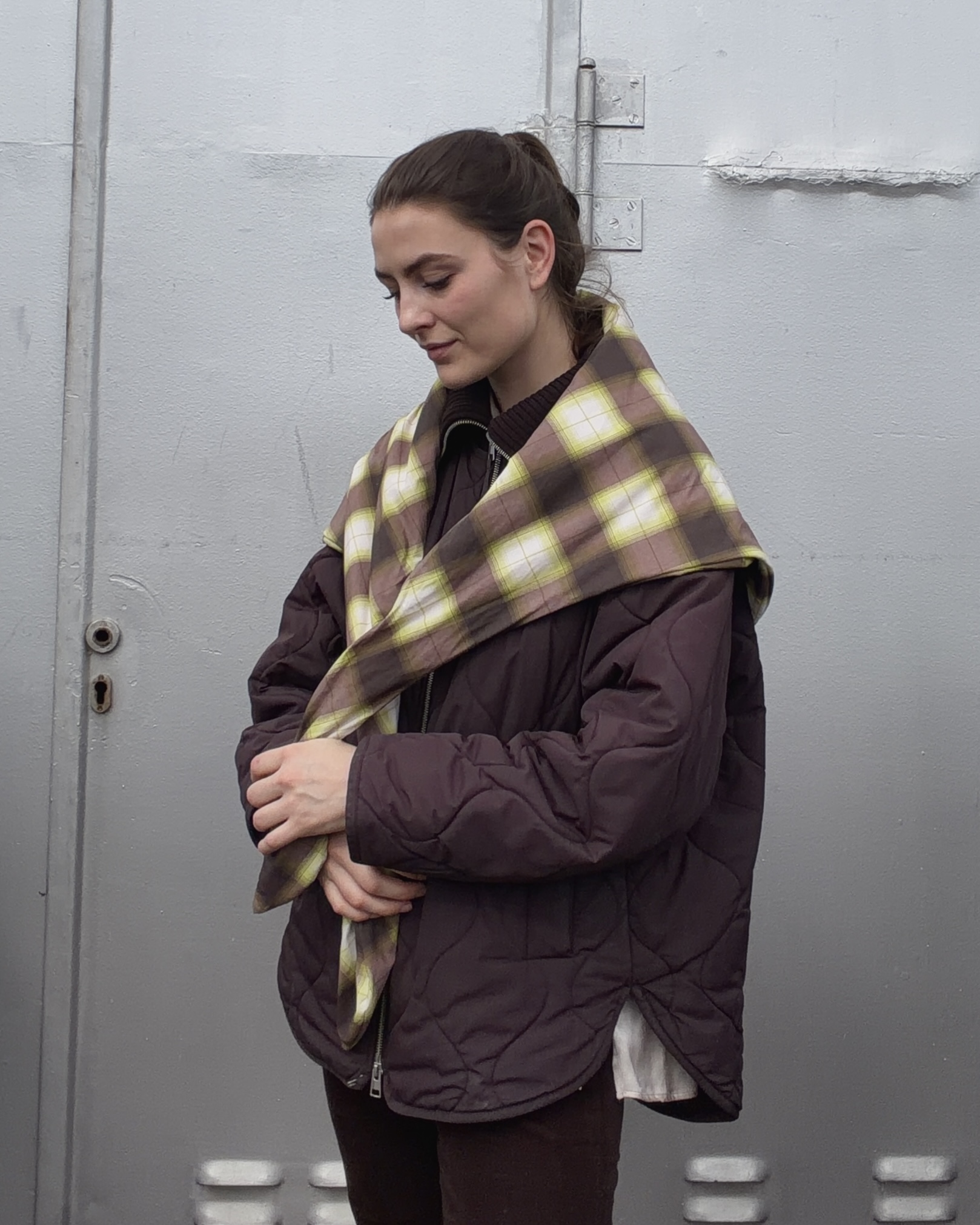 Organic fabric  - Cozy Shadow Plaid brown - Alexandra Weise