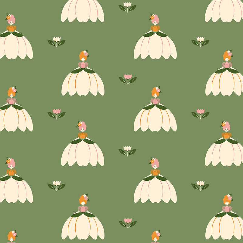 Bio Stoff  - Blumenmädchen grün