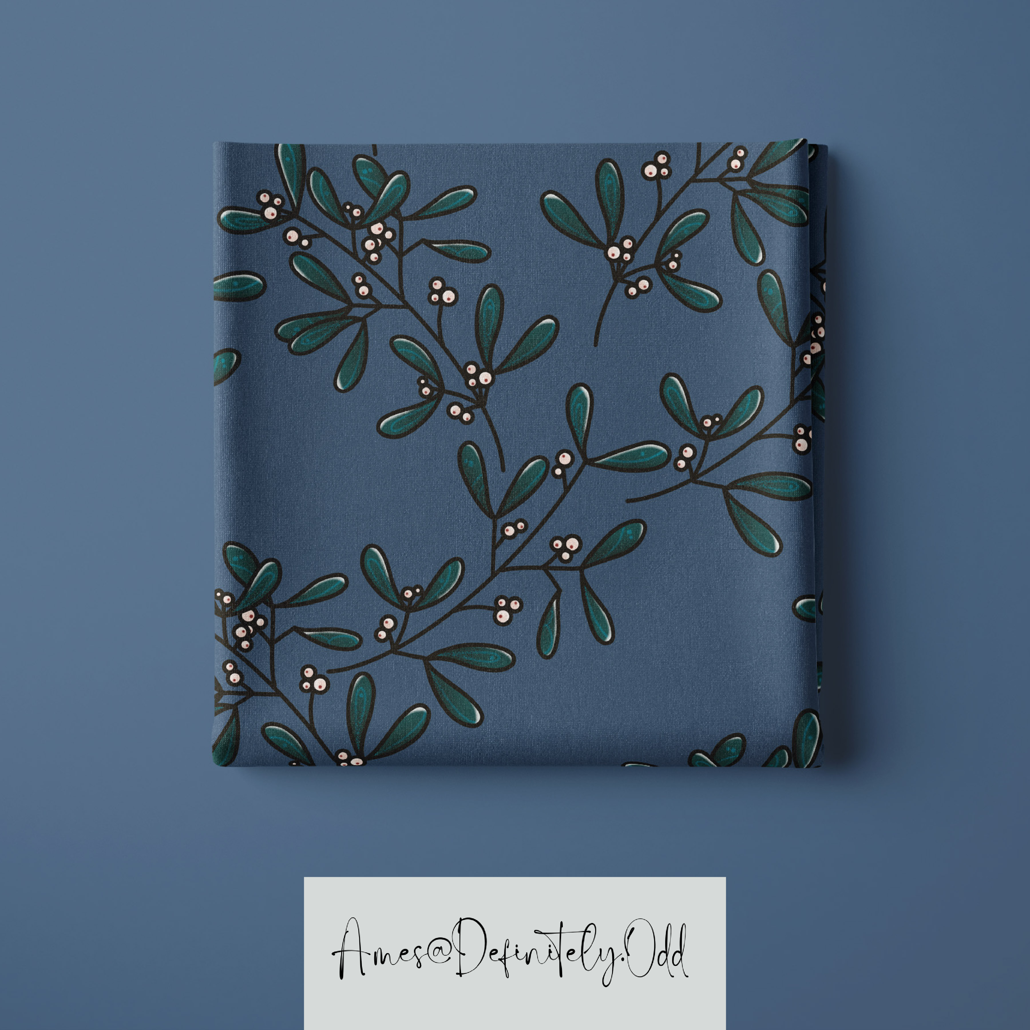 Bio Webware Stoff - Misteltoe - AmesDefinitelyOdd, Floral & Blumen, petrol, 100% Bio-Baumwolle Bio Webware Stoff - Misteltoe - AmesDefinitelyOdd, Floral & Blumen, petrol, 100% Bio-Baumwolle