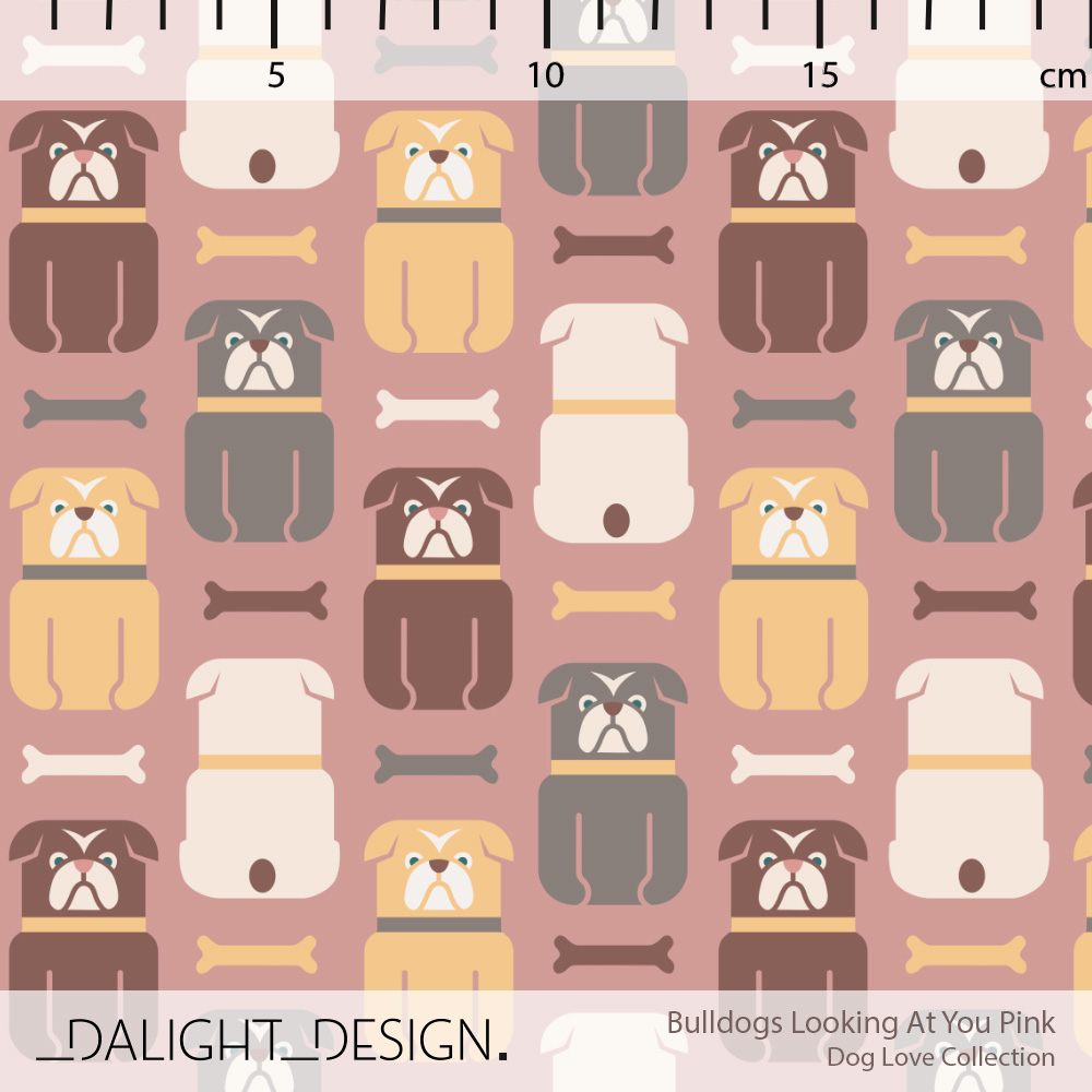 Bio Stoff - Bulldogs Looking At You Pink von Dalight Design in rosa