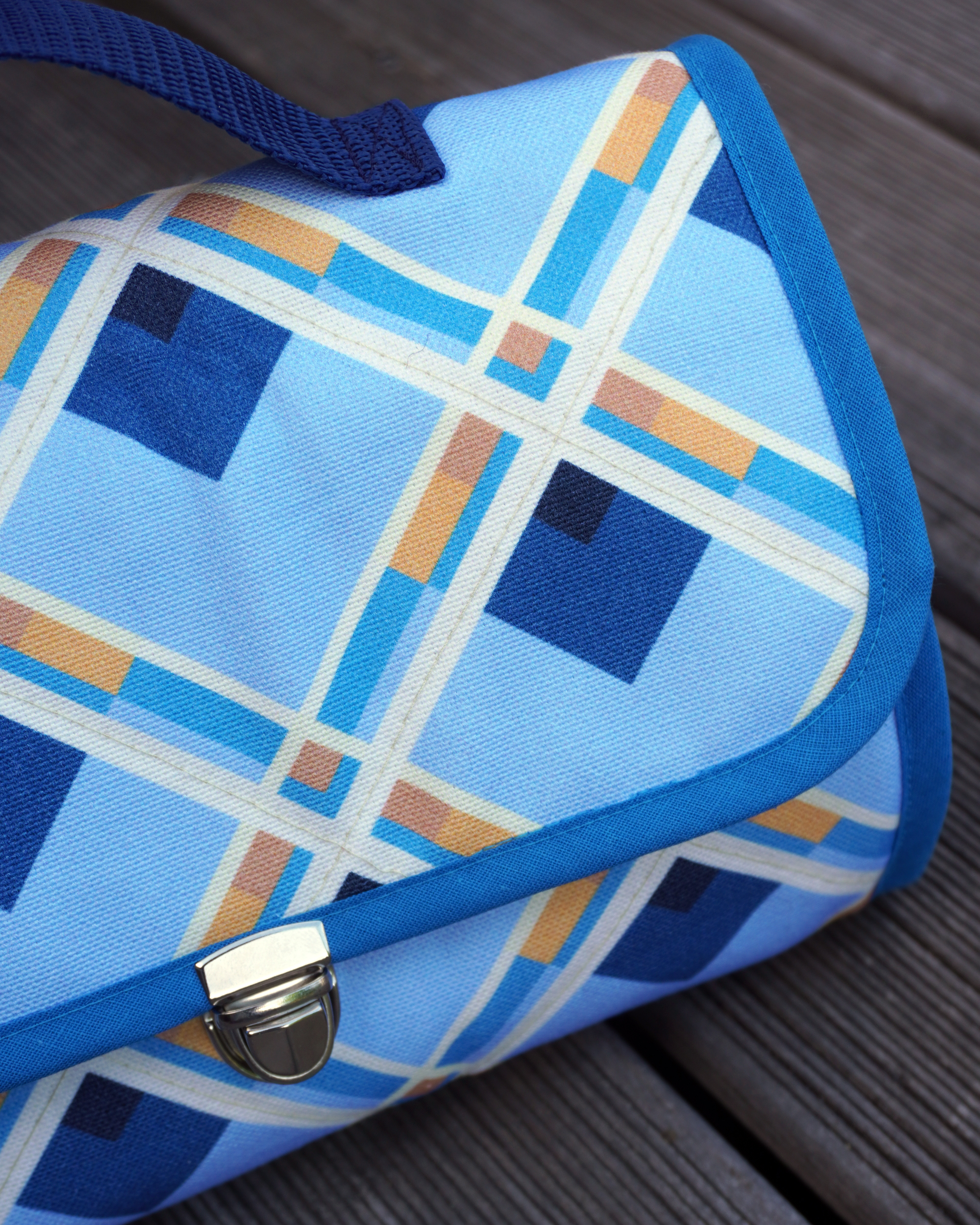 Organic fabric - Sommerwiese Karo blue