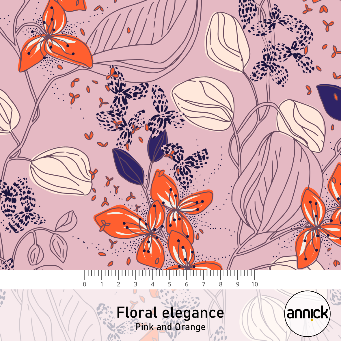 Bio Stoff - Floral Elegance Pink And Orange von Annick in rosa und orange