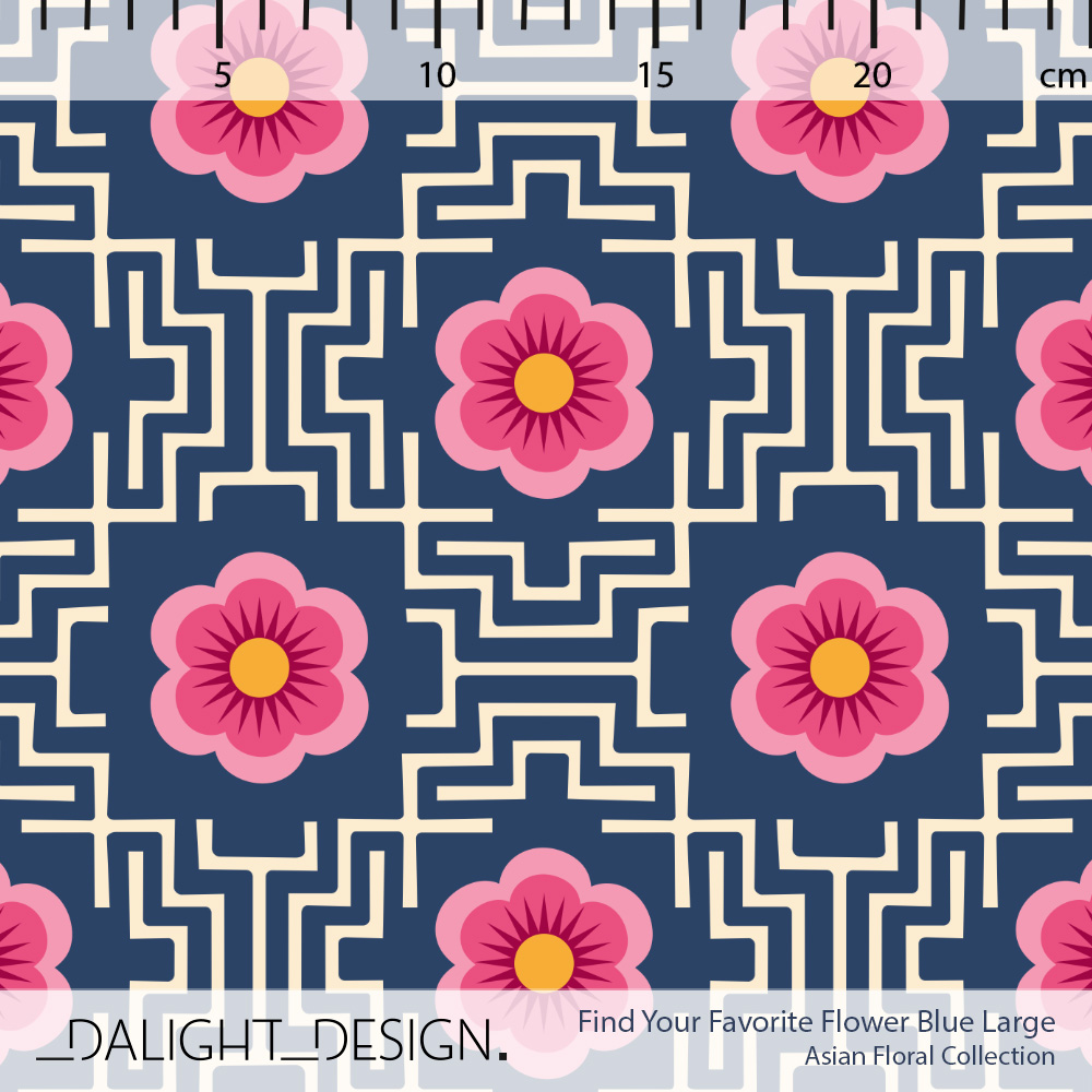 Bio Stoff - Find Your Favorite Flower Blue Large von Dalight Design in blau