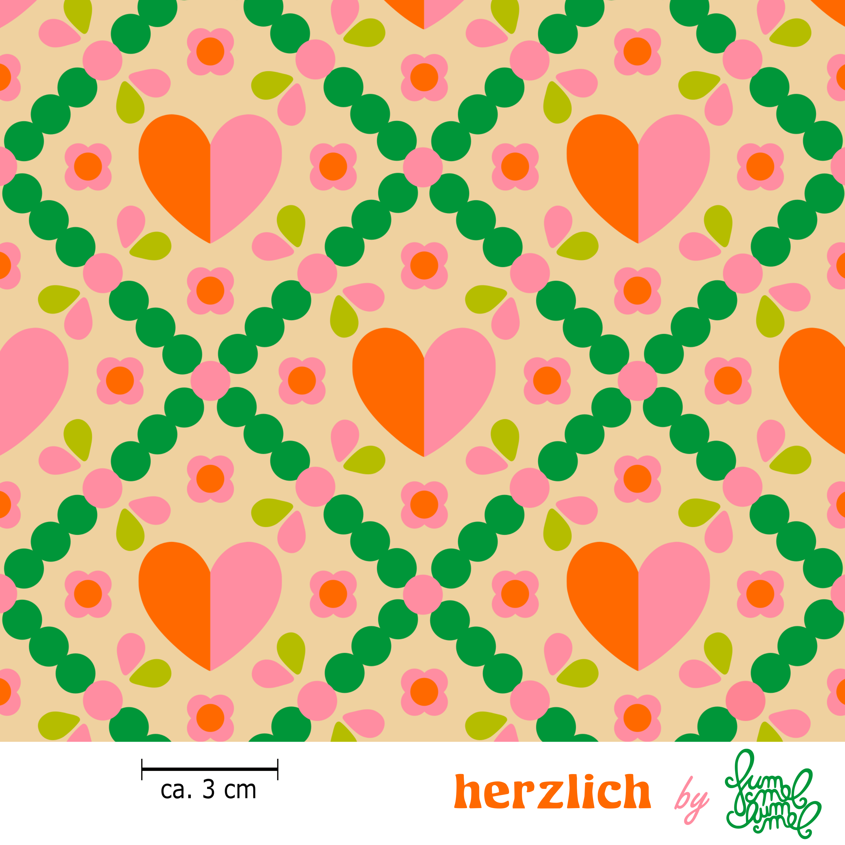 Organic fabric  - Heart green