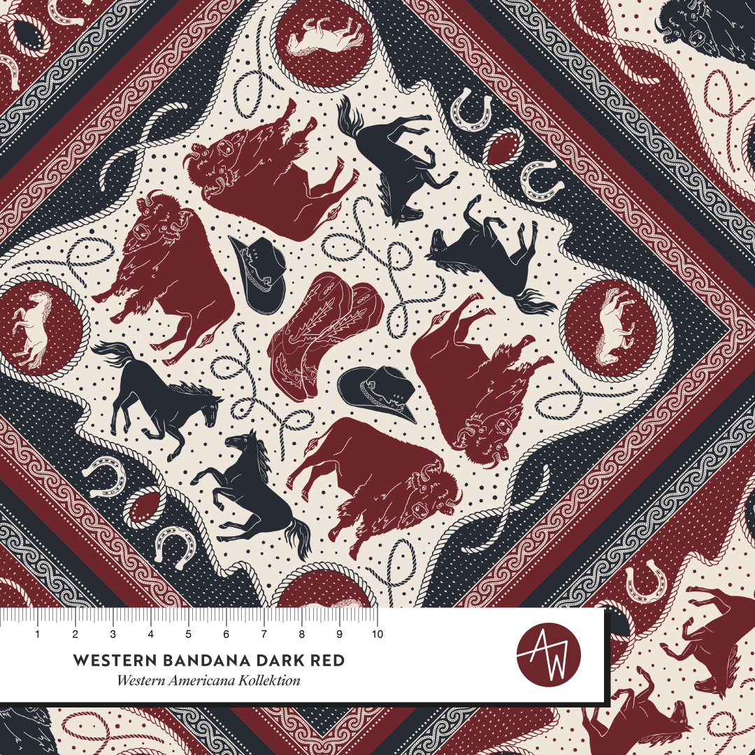 Bio Stoff - Western Bandana Dark Red von Alexandra Weise in rot