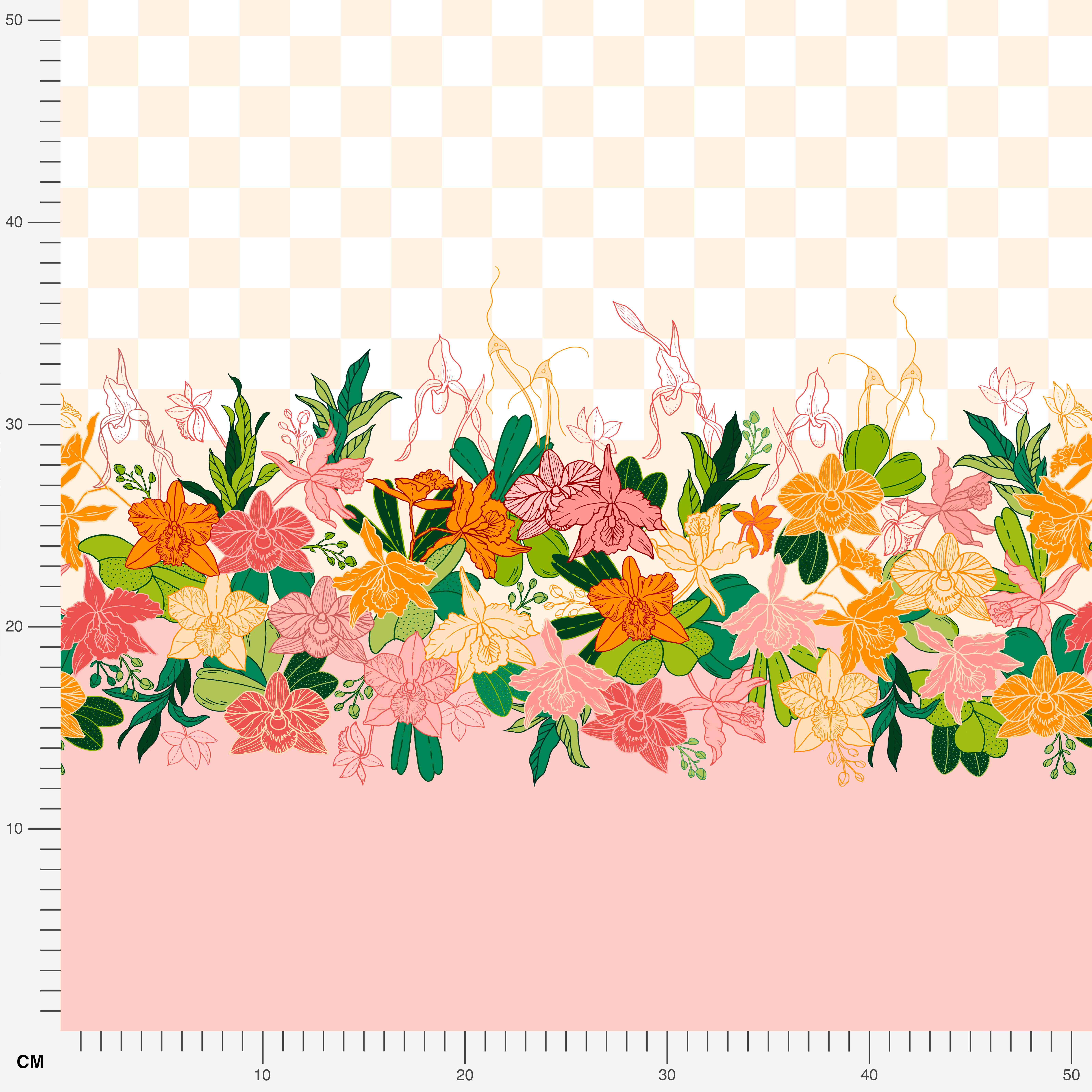 Bio Stoff  - Orchideenliebe Poesie Bordüre