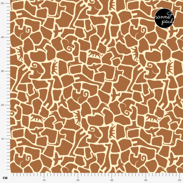 Organic fabric - Safari Luxe Giraffen Labyrinth brown