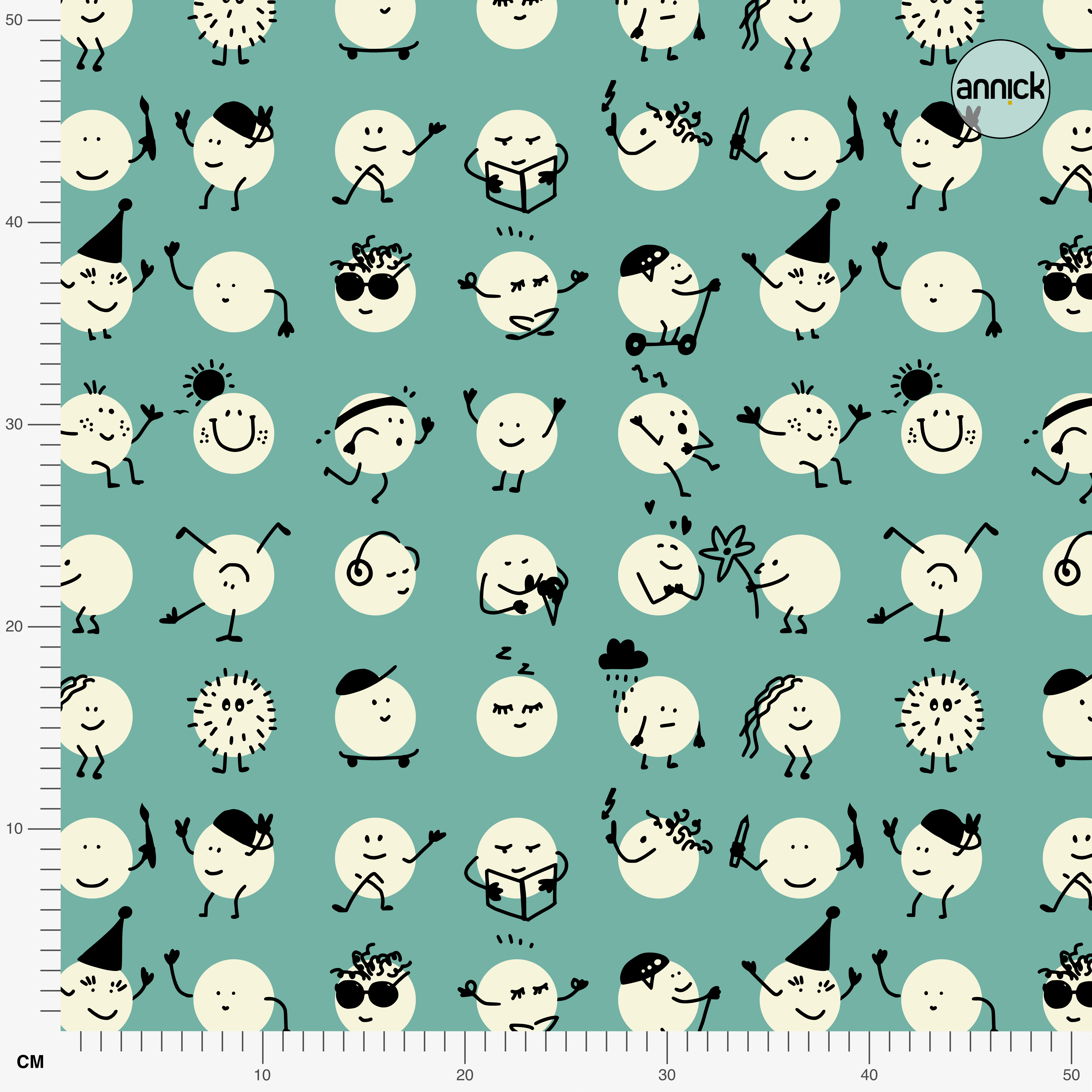 Organic fabric -  Kids Day Funny Dots petrol
