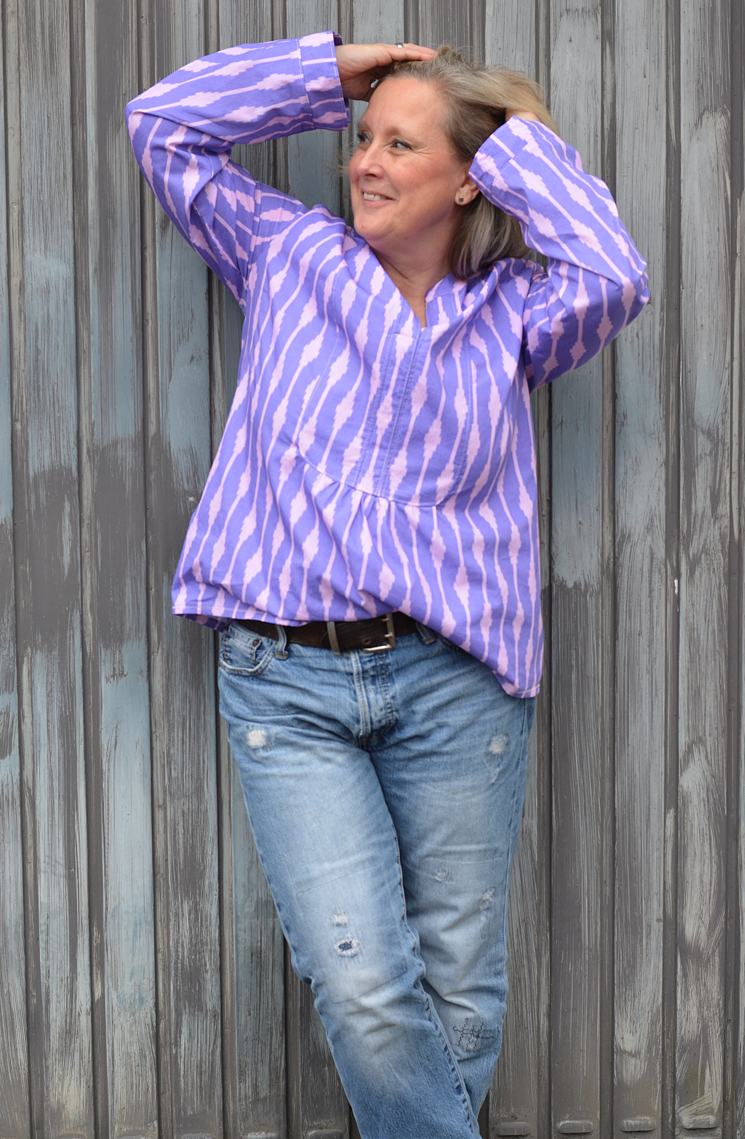 Bio Stoff - Woven Geometrics Stripes beige, braun