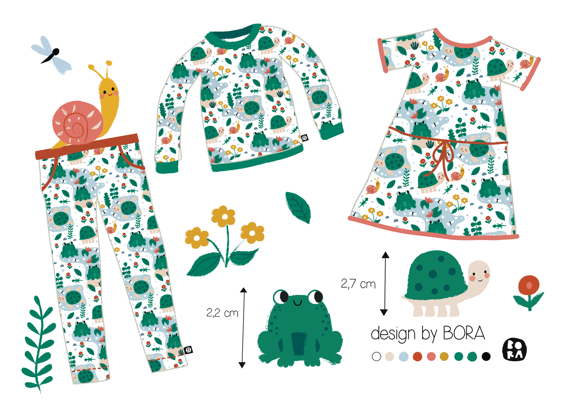 Organic fabrics - Turtles and Frogs