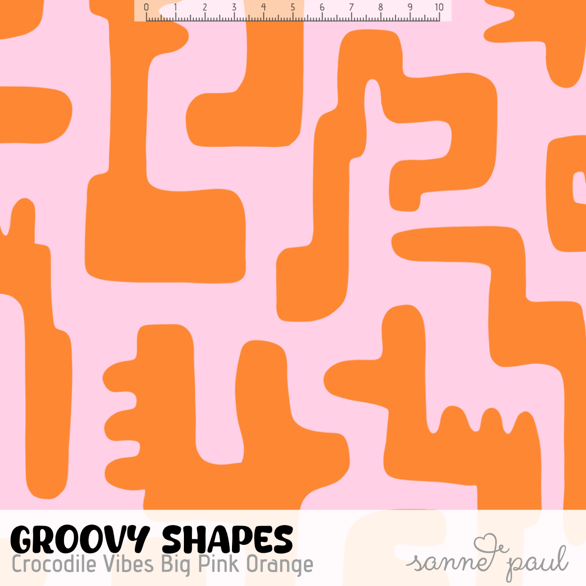 Bio Stoff - Groovy Shapes Crocodile Vibes Big Pink Orange 