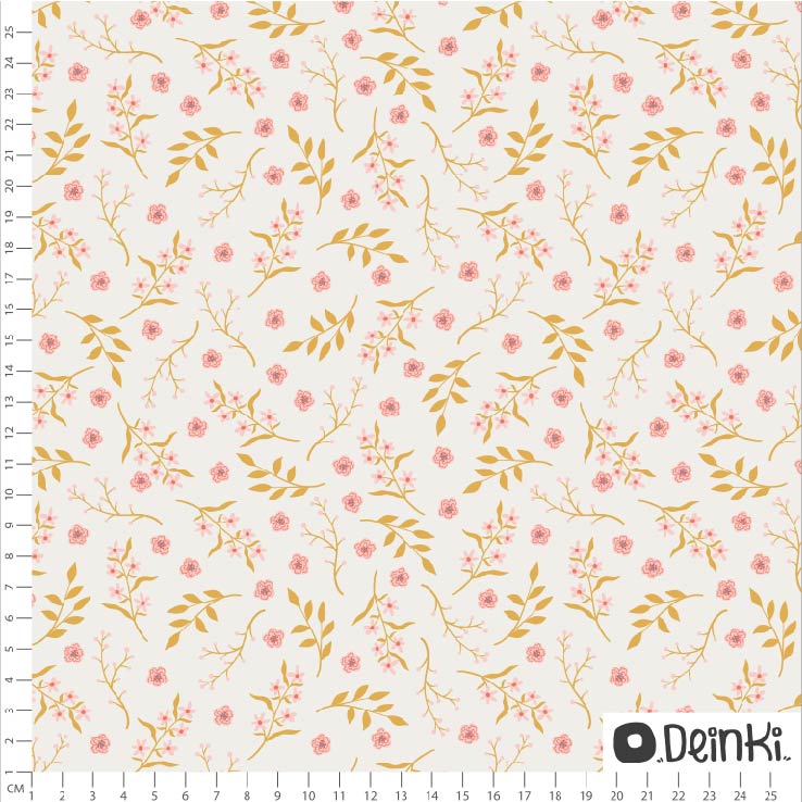 Bio Stoff  -  Joy Blumen  - Deinki, Floral & Blumen, creme