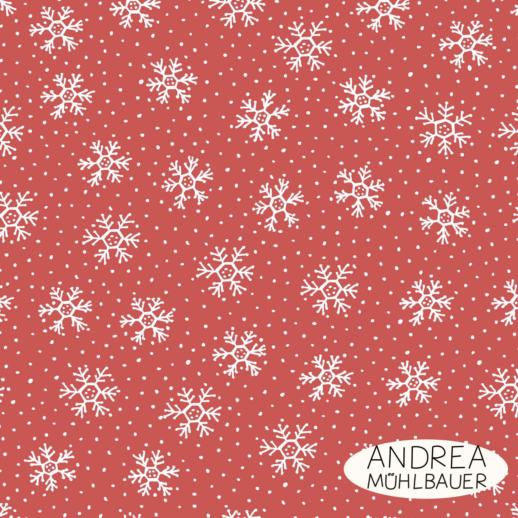 Bio Webware Stoff  - Winterflocken Red - AndreaMuehlbauer, Winter, rot, 100% Bio-Baumwolle