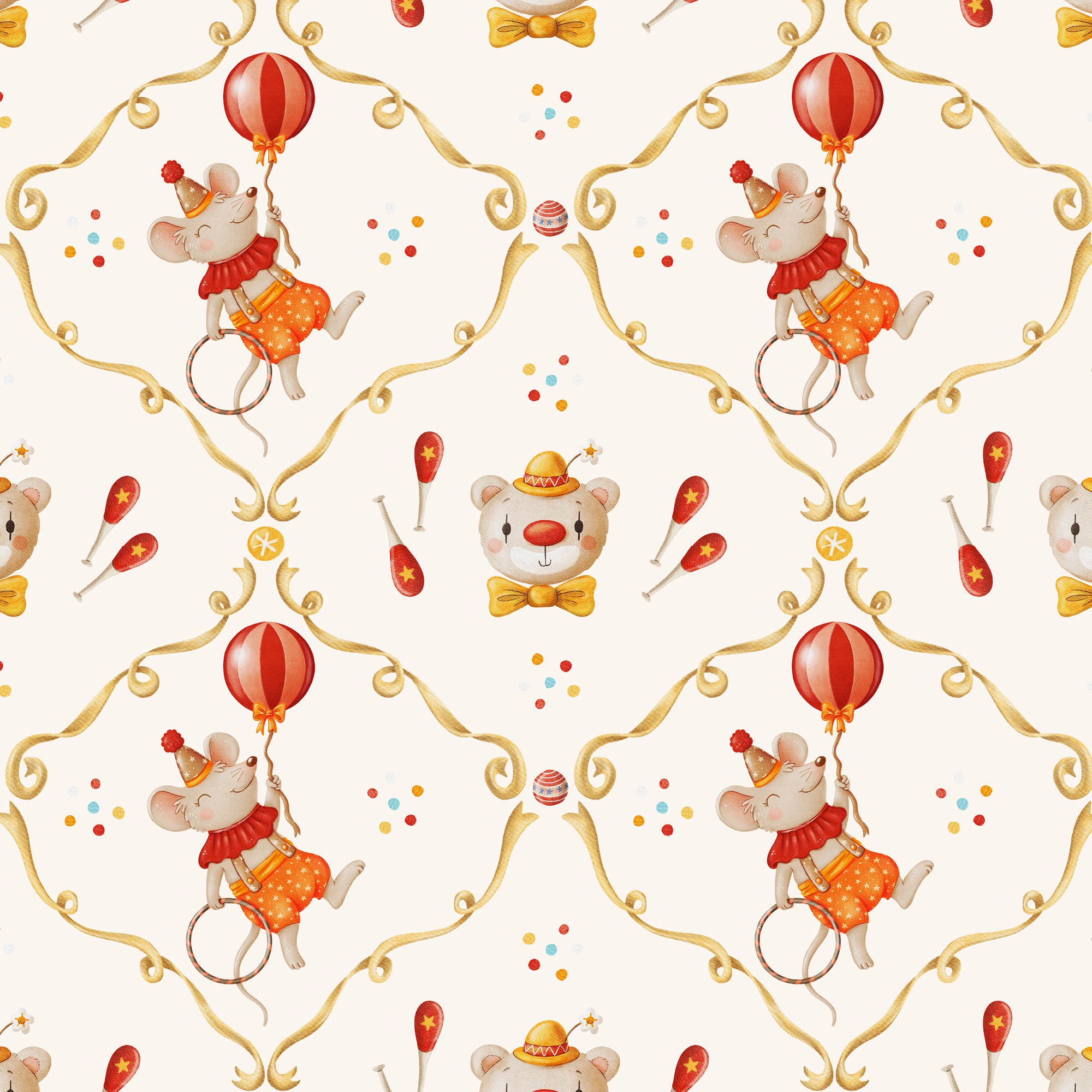 Bio Stoff - Vintage Circus Mäuse Artist