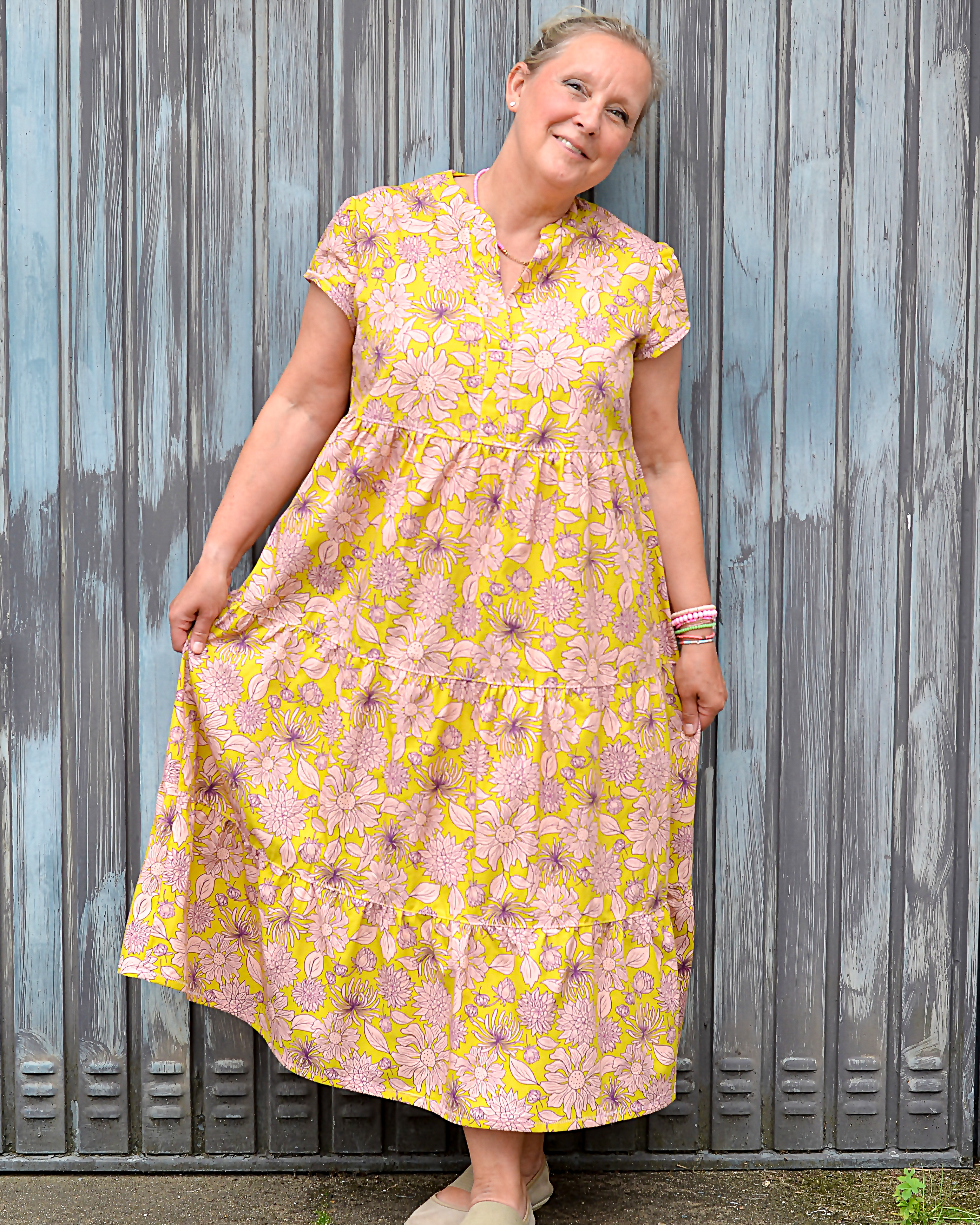 Bio Fabric -Spätsommerblumen yellow, green