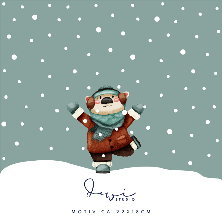 Bio Webware Stoff - 50 cm Panel Winterwunderland Schneebär - DewiStudio, Tiere, petrol, 100% Bio-Baumwolle Bio Webware Stoff - 50 cm Panel Winterwunderland Schneebär - DewiStudio, Tiere, petrol, 100% Bio-Baumwolle