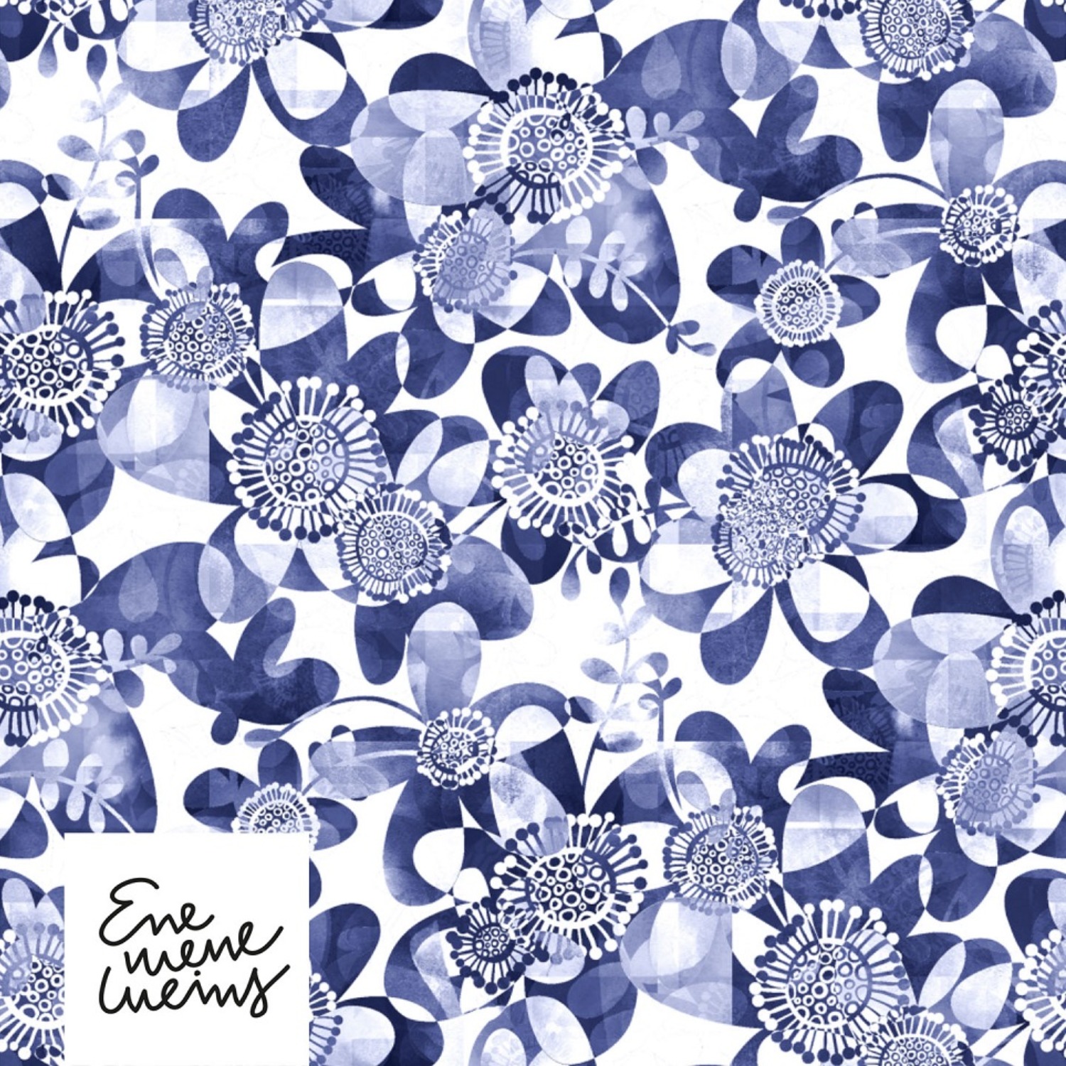 Bio Webware Stoff - LilleBlu - Enemenemeins, blau, Floral & Blumen, 100% Bio-Baumwolle Bio Webware Stoff - LilleBlu - Enemenemeins, blau, Floral & Blumen, 100% Bio-Baumwolle