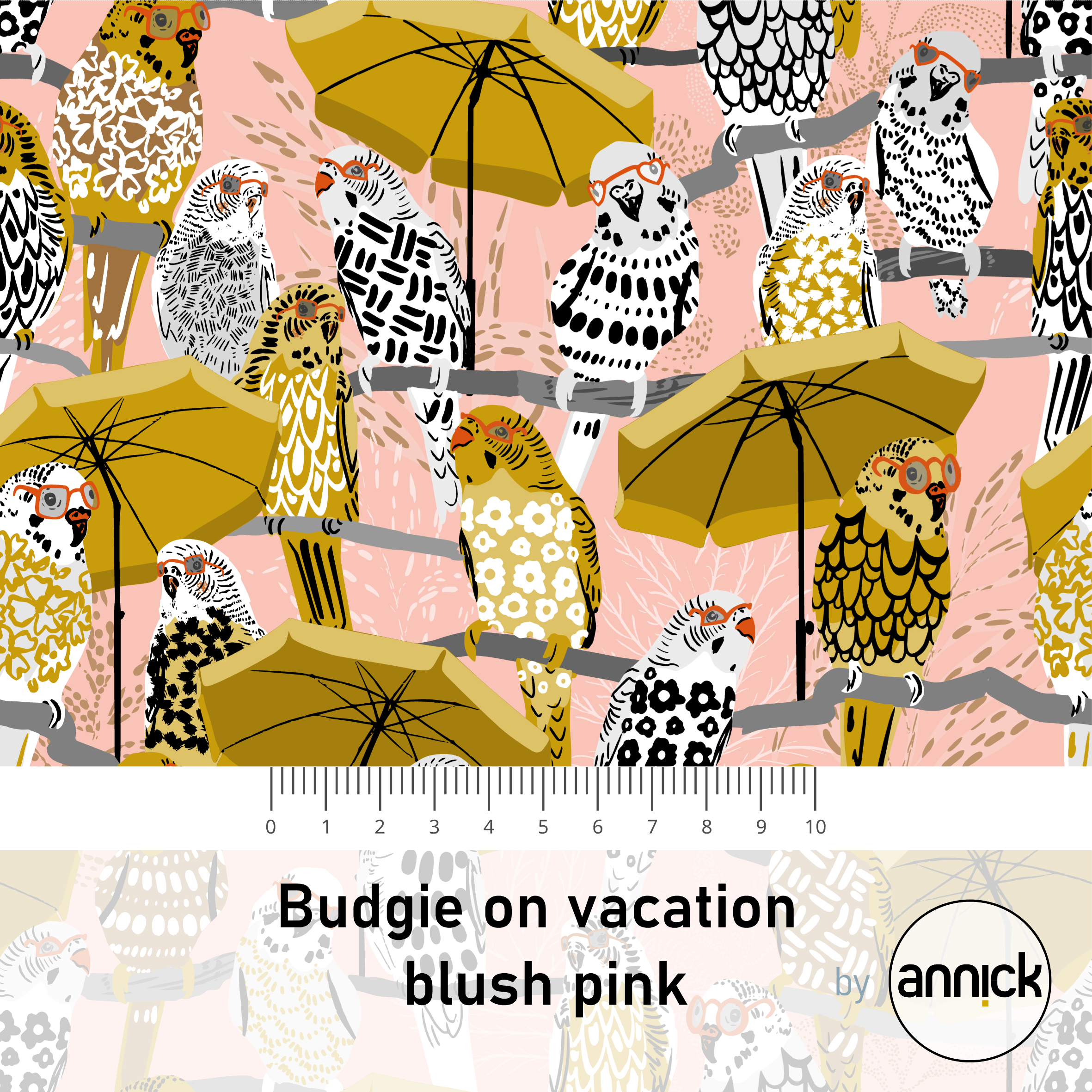 Budgie on Vacation Blush Pink