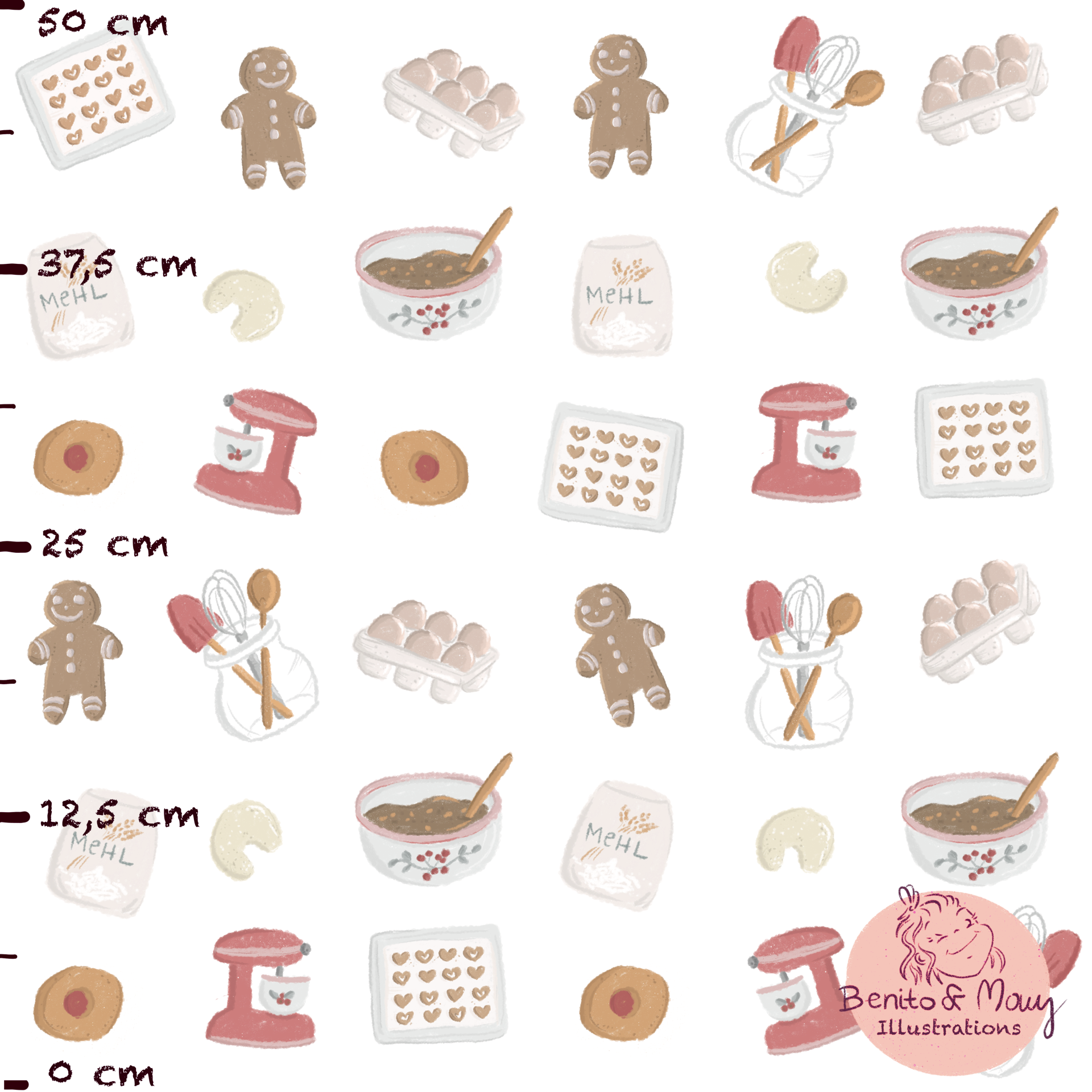 Bio Fabric - Baking Joy white