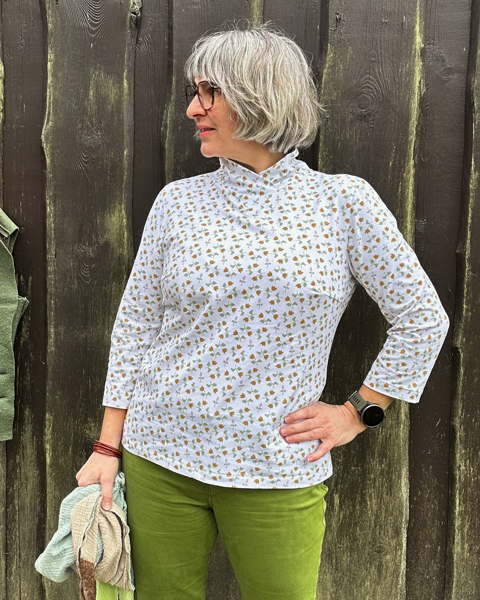 Bio Stoff  - Blumen Reigen blau