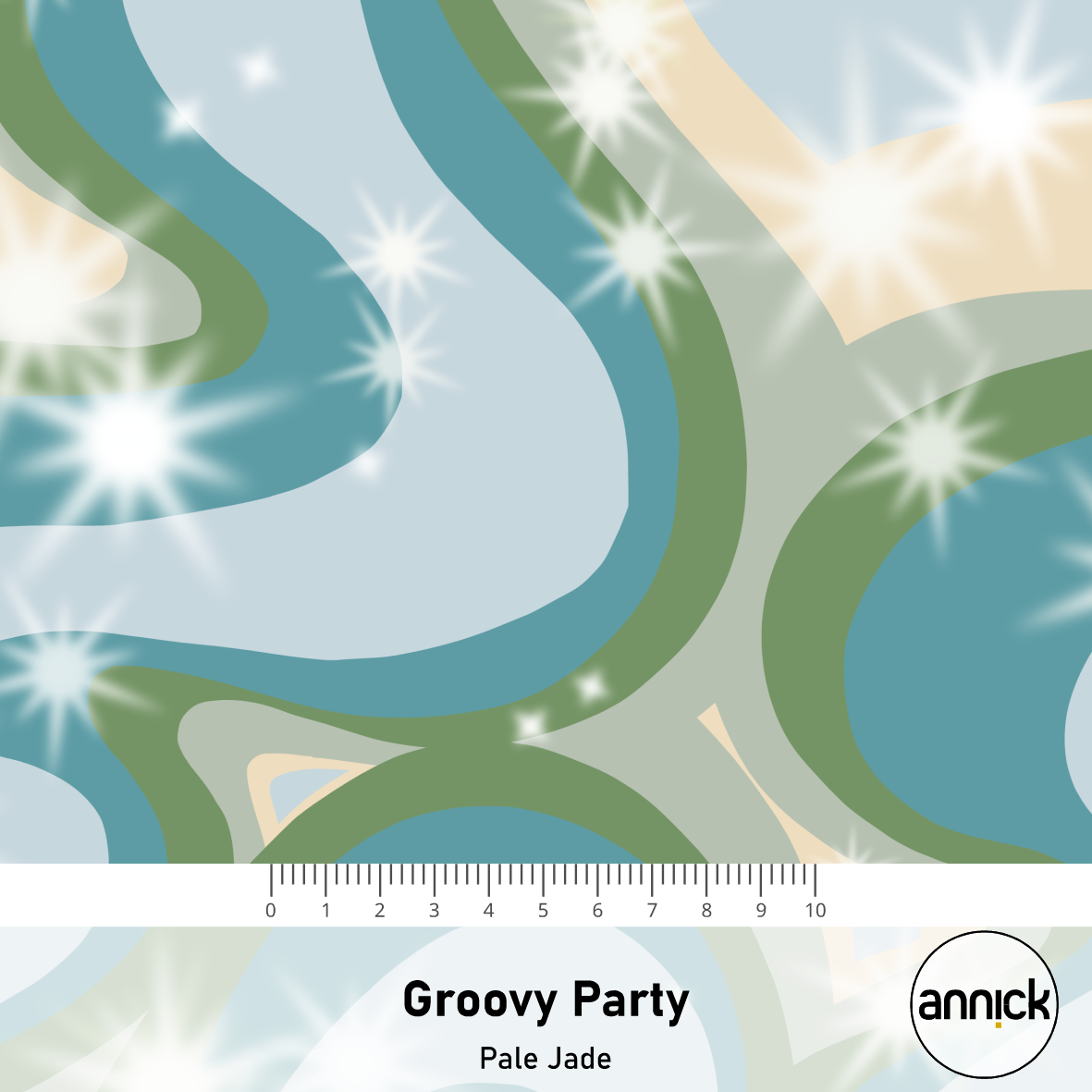 Organic Fabric - Groovy Party Pale Jade 
