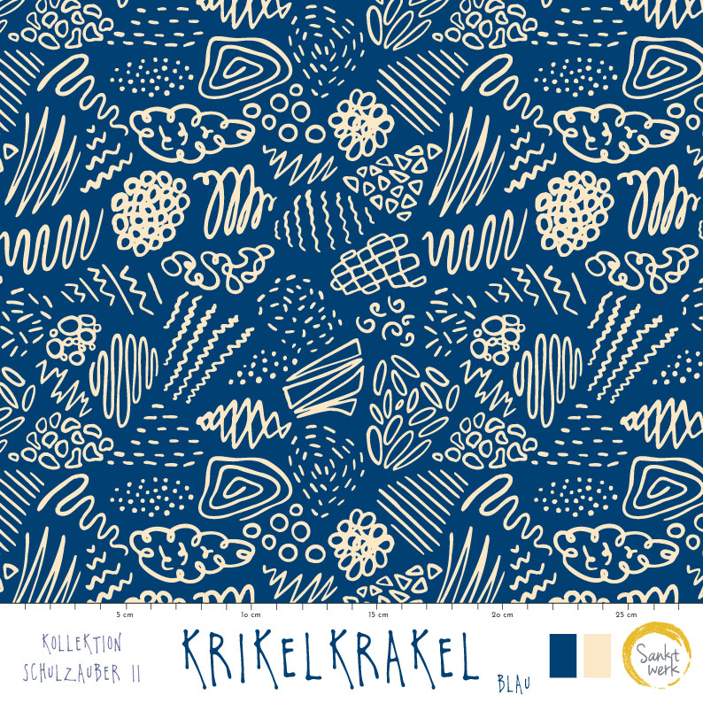 Bio Stoff - Krikelkrakel Blau von Sanktwerk in blau
